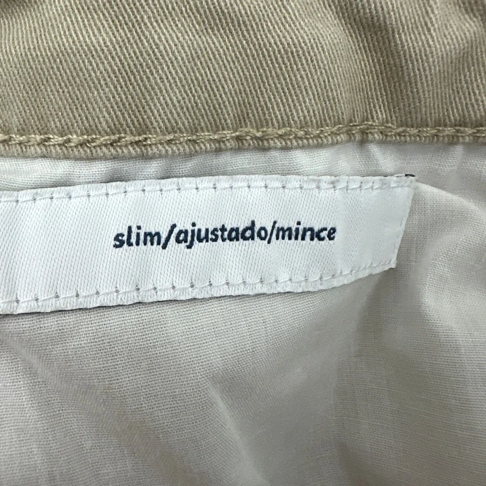 Amazon Essentials Twill Pants Mens 32x28 Beige Slim Fit 5-Pocket Chino Trousers